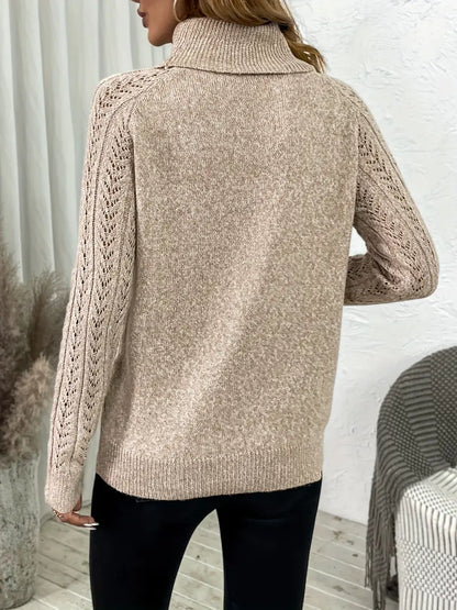 Theresa™ | Strickpullover mit Spitzenärmeln in Apricot für Damen